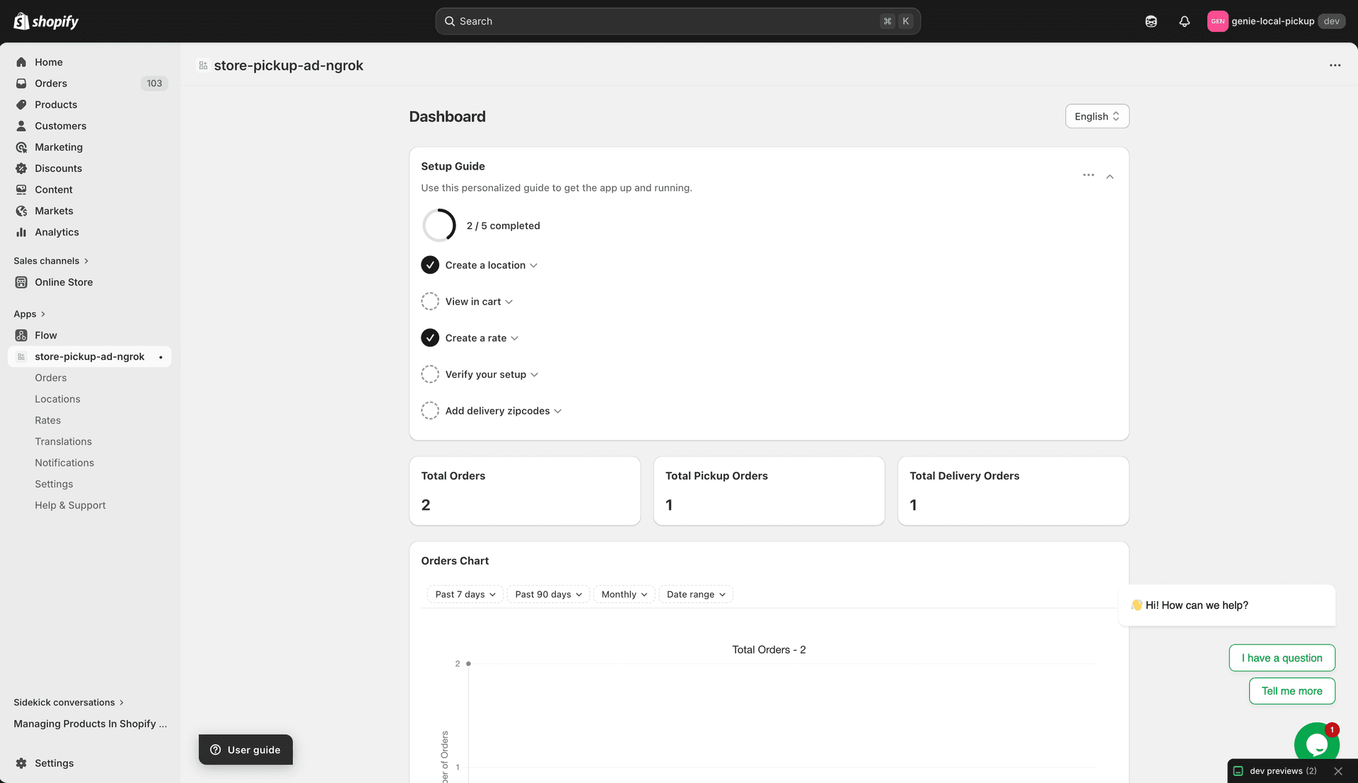 App dashboard overview