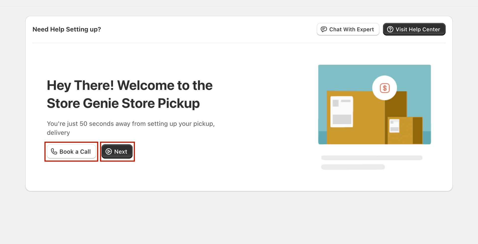 Setup guide welcome screen
