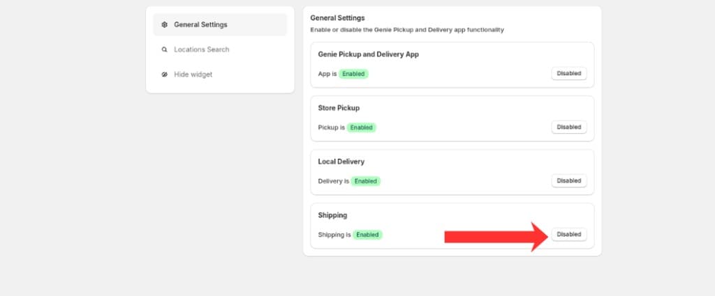 Shipping enable/disable toggle on General Settings