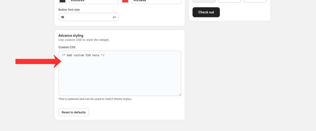 Advanced styling custom CSS text area on the Widget Design page
