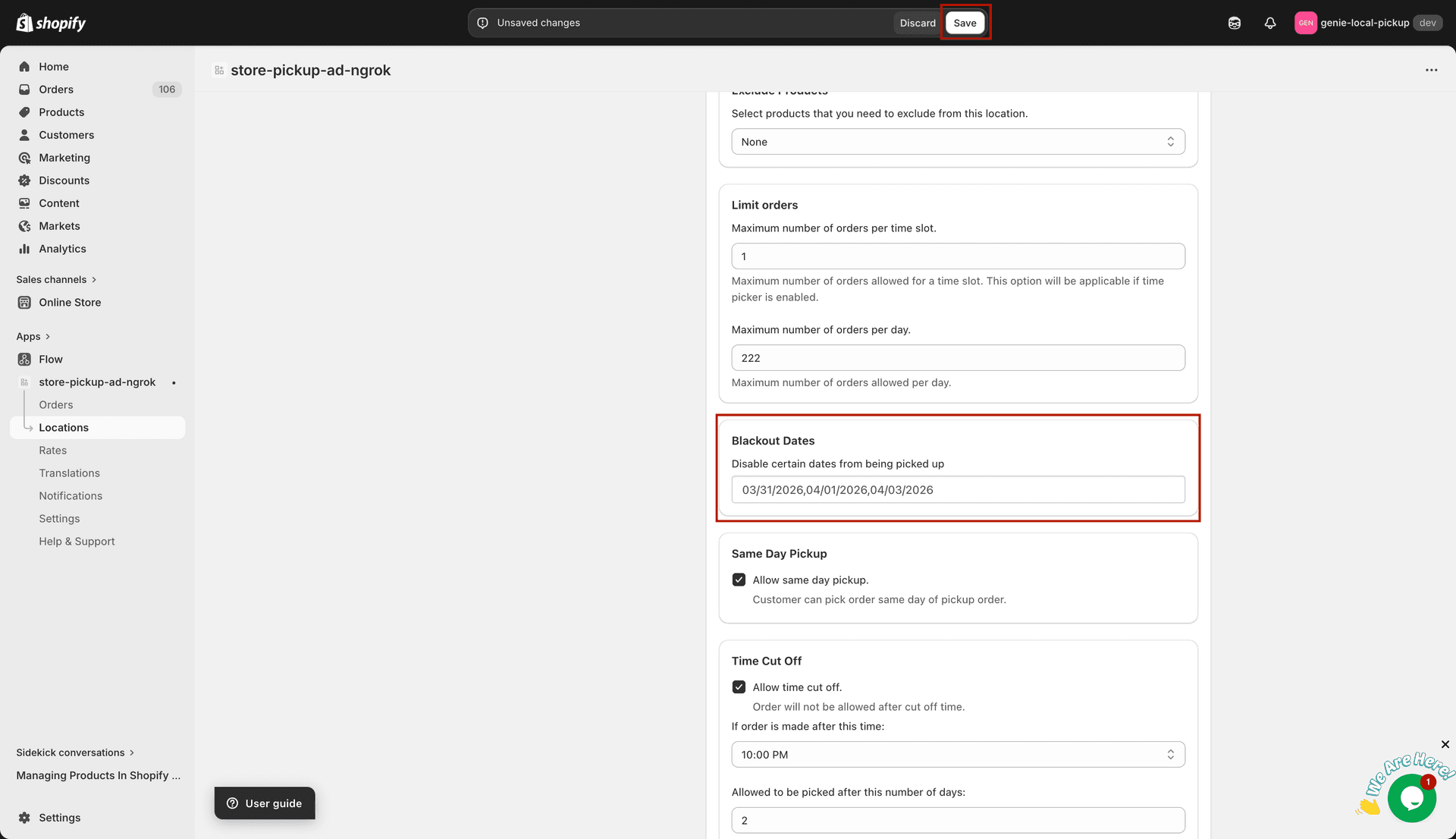 Blocked dates calendar picker