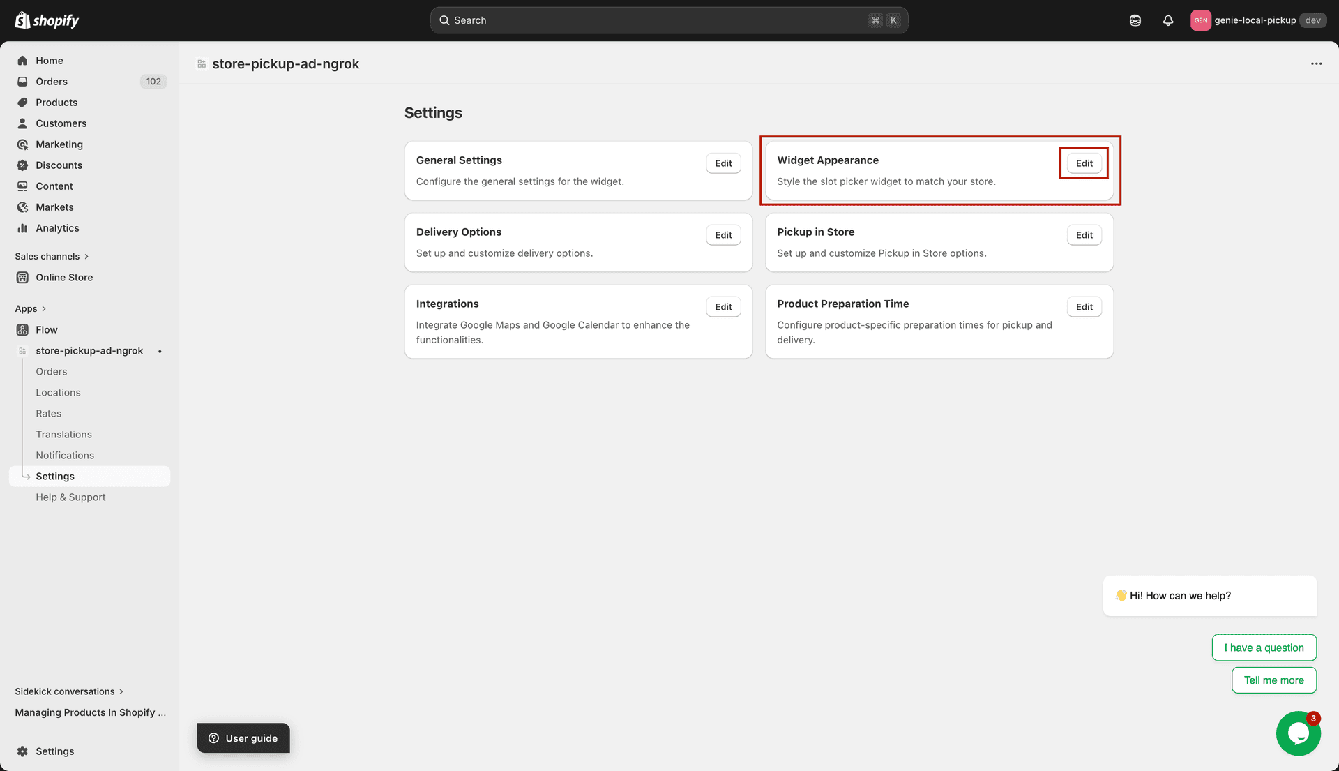 Widget Appearance page with text fields on the left and live preview on the right